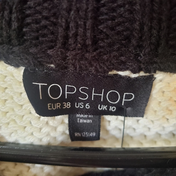 NWT TopShop Black and White Cable Knit Sweater, Size 6 - Picture 4 of 8